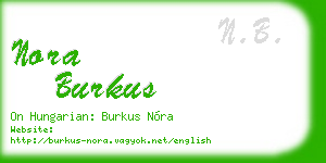 nora burkus business card