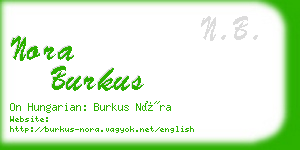 nora burkus business card